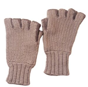 Vintage Millar Mitt Fingerless Gloves / Brown Wool Knit Gloves Made in England